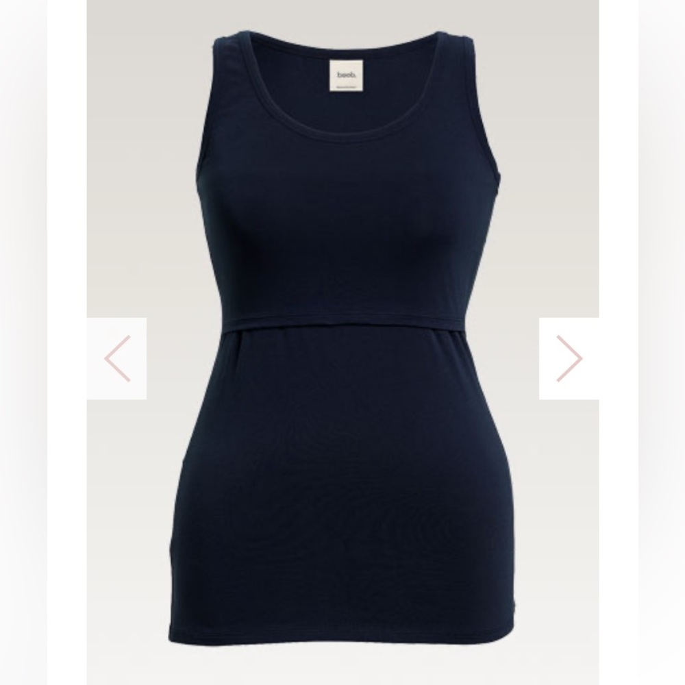 Boob design organic cotton nursing maternity tank navy blue